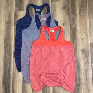 Athleta Speedlight Seamless Tank Bundle Lot of 3 Women’s Large Ruched Tank Top